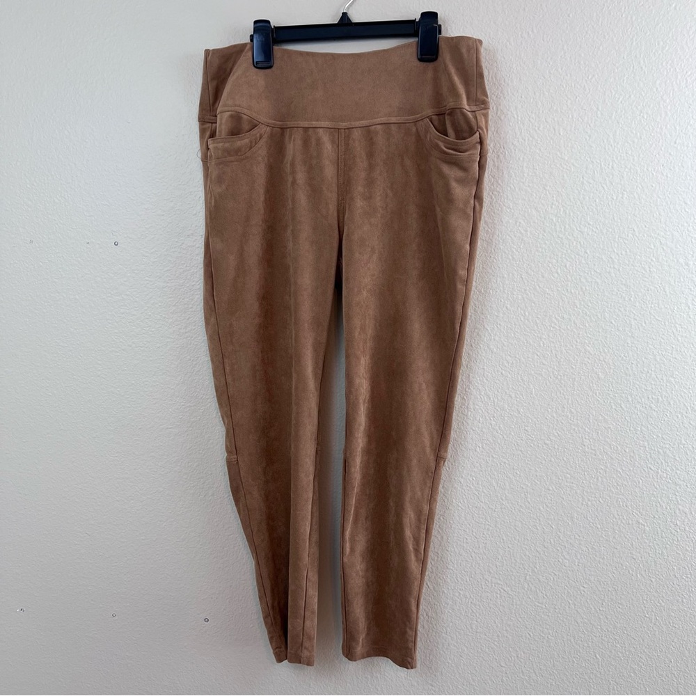 White Birch Brown Suede-Look Pants